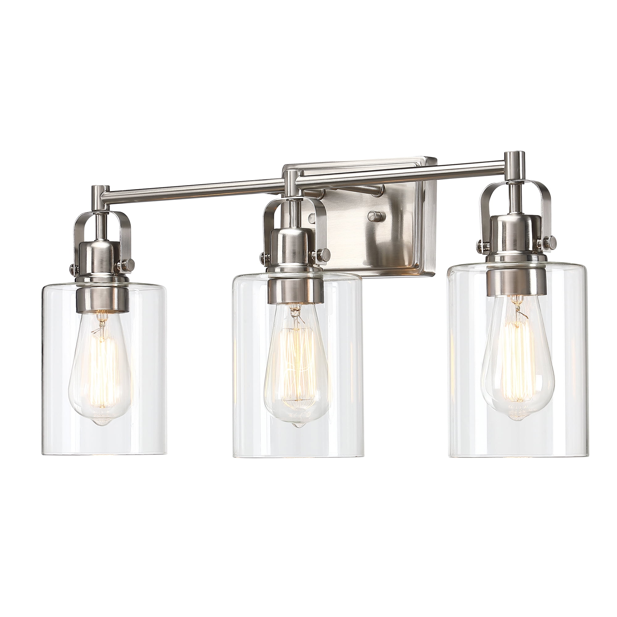 3-Light Modern Vanity Light Fixtures Brushed Nickel Bathroom Light Over ...