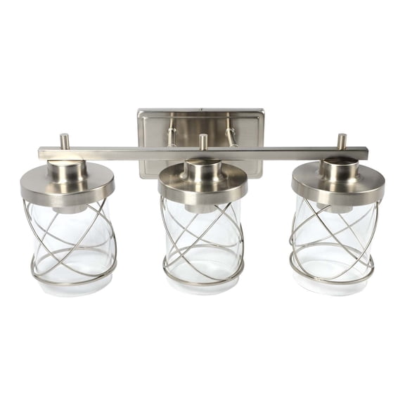 3-Light Modern Wall Sconce Light with Glass Shade Nickel color