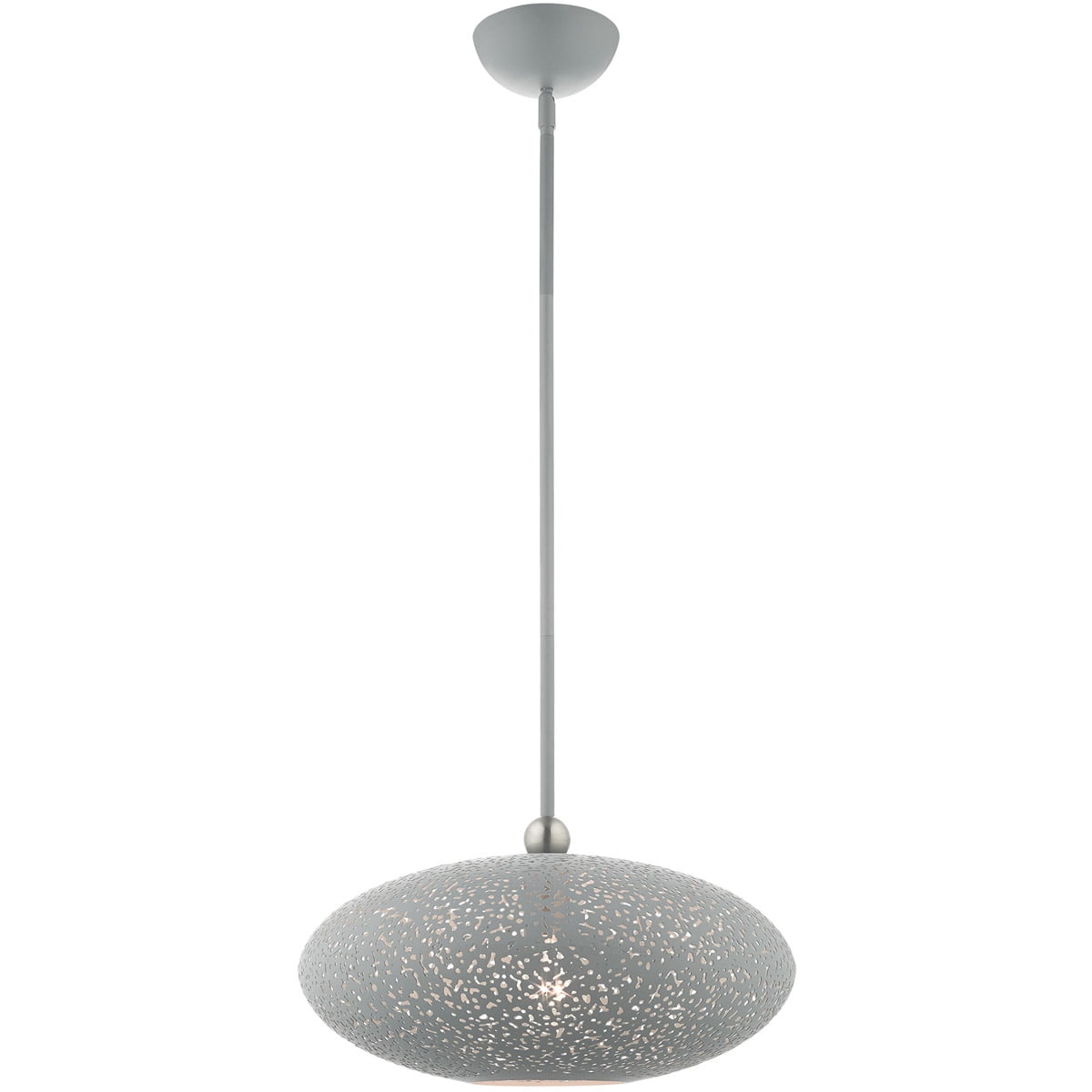 Nordic Gray Crystal Globe Pendant with Brushed Nickel Accents