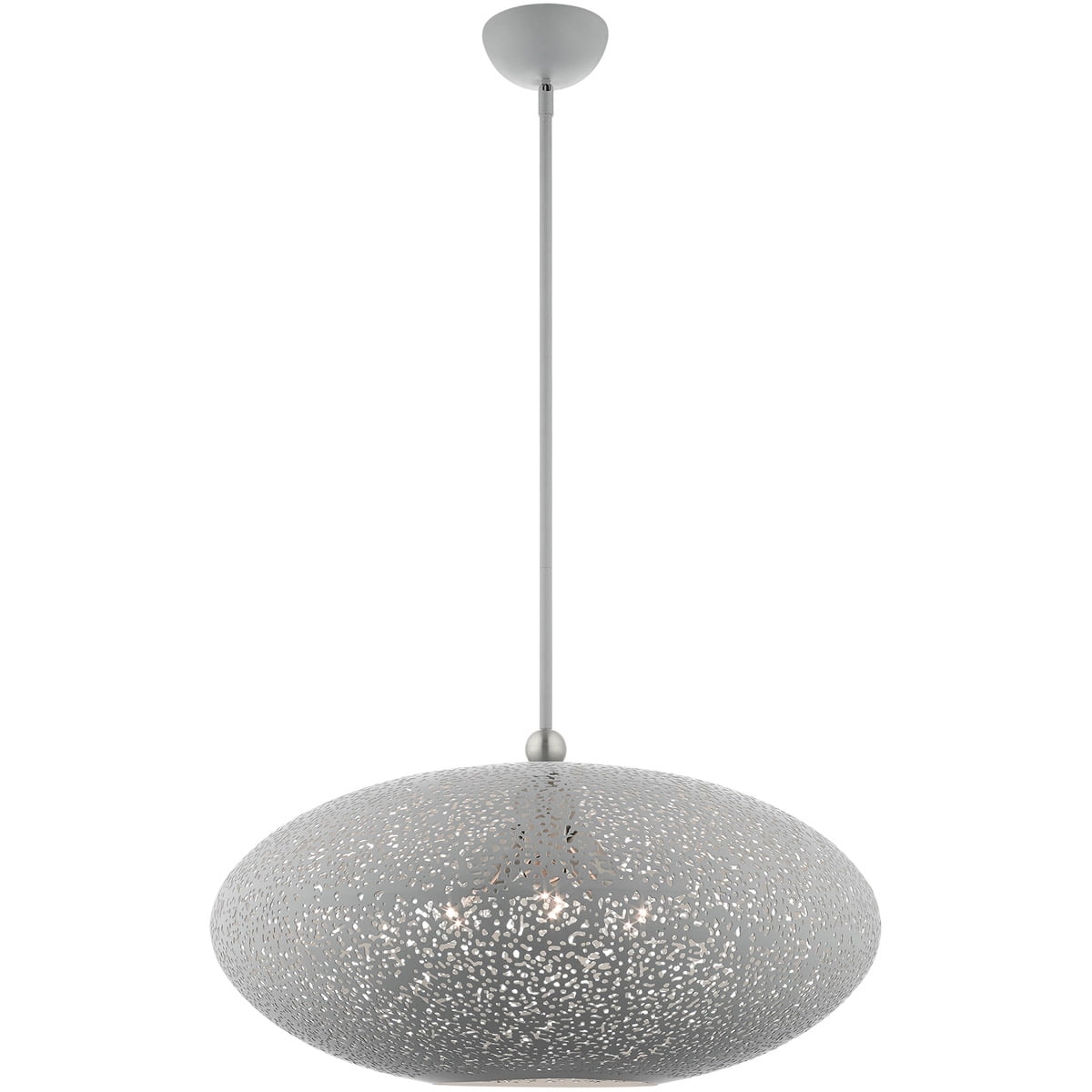 Nordic Gray Crystal Globe Pendant with Brushed Nickel Accents