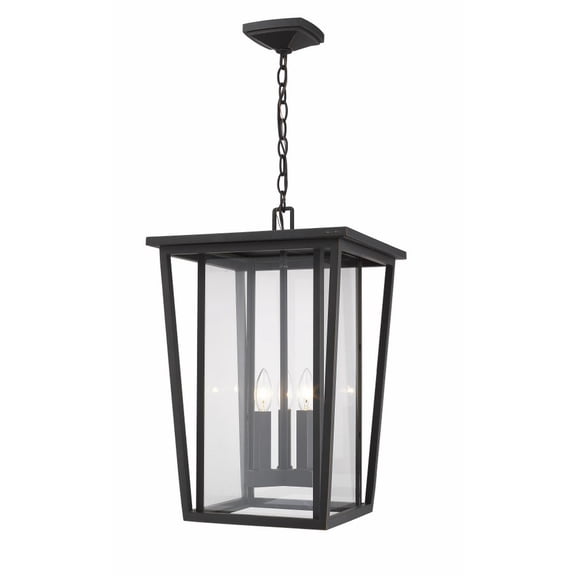 Z-Lite Seoul 3 Light Clear Glass Aluminum Outdoor Pendant in Bronze
