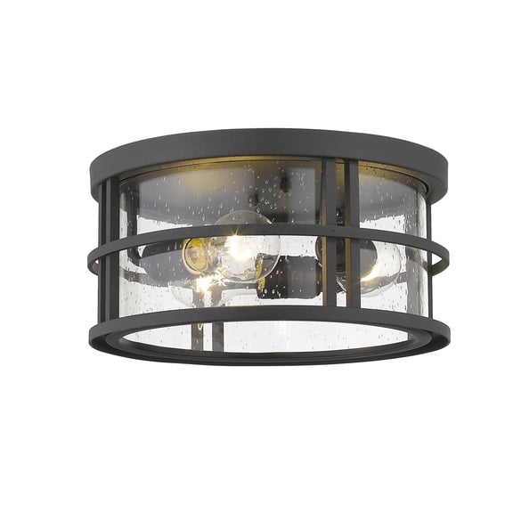 3 Light Outdoor Flush Mount In Craftsman Style 12 Inches Wide By 6 Inches High-Black Finish Z-Lite 570F-Bk