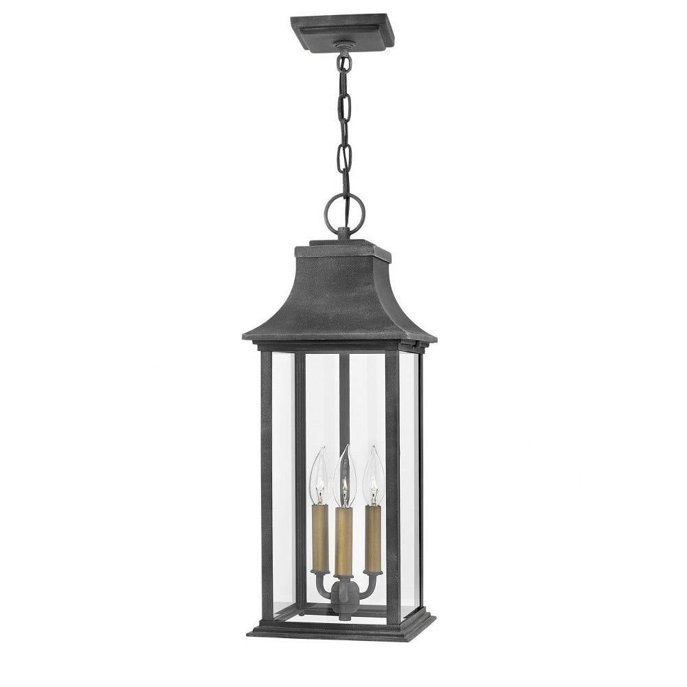 3 Light Outdoor Hanging Lantern in Traditional Style 8.5 inches Wide By ...