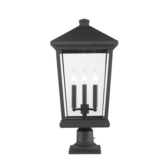 3 Light Outdoor Pier Mount Light In Transitional Style-25.5 Inches Tall And 12 Inches Wide Z-Lite 568Phxlr-533Pm-Bk