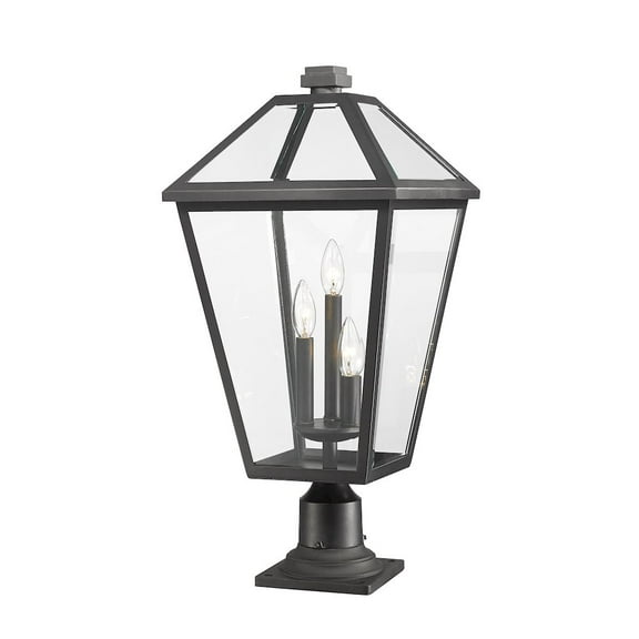 Z-Lite Talbot 3 Light 26" Clear Glass Steel Outdoor Mounted Lamp Pier in Black