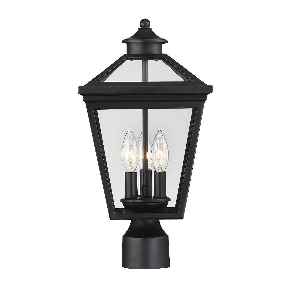 3 Light Outdoor Post Lantern-Modern Farmhouse Style with Rustic and Transitional Inspirations-17.5 inches Tall By 9 inches Wide-Black Finish Bailey - image 1 of 6