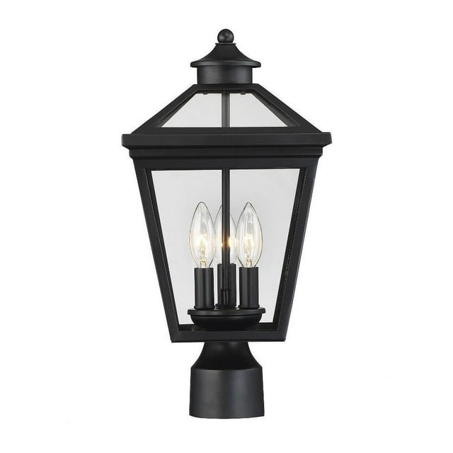 3 Light Outdoor Post Lantern-Modern Farmhouse Style with Rustic and Transitional Inspirations-17.5 inches Tall By 9 inches Wide-Black Finish Bailey