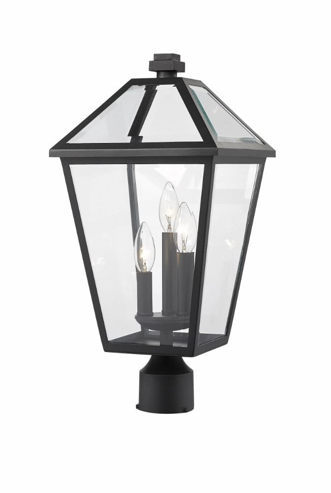 3 Light Outdoor Post Mount Lantern In Traditional Style 10 Inches Wide By 20.5 Inches High-Black Finish Z-Lite 579Phbr-Bk