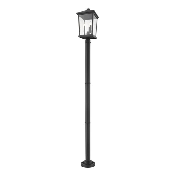 3 Light Outdoor Post Mount Lantern In Transitional Style 12 Inches Wide By 85.5 Inches High Z-Lite 568Phxlr-567P-Bk