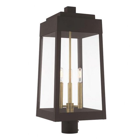 3 Light Outdoor Post Top Lantern in Mid Century Modern Style 10.5 inches Wide By 24.75 inches High-Bronze Finish Bailey Street Home 218-Bel-3110503