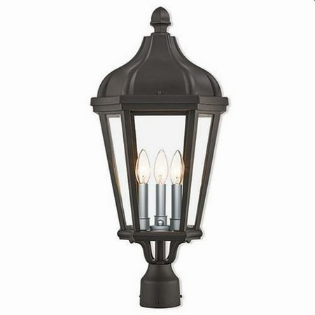 3 Light Outdoor Post Top Lantern in Traditional Style 11 inches Wide By 25.25 inches High-Textured Black Finish Bailey Street Home 218-Bel-2513291