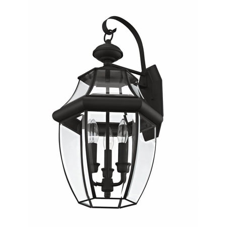 3 Light Outdoor Wall Lantern in Traditional Style 12.5 inches Wide By 22.5 inches High-Black Finish Bailey Street Home 218-Bel-731828