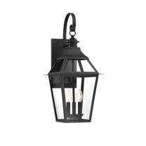 Jackson 3-Light Outdoor Wall Lantern in Matte Black with Gold Highlights