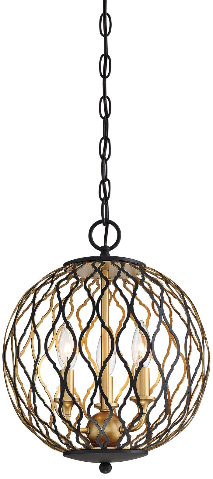 Gold and Glass 3-Light Indoor/Outdoor Pendant