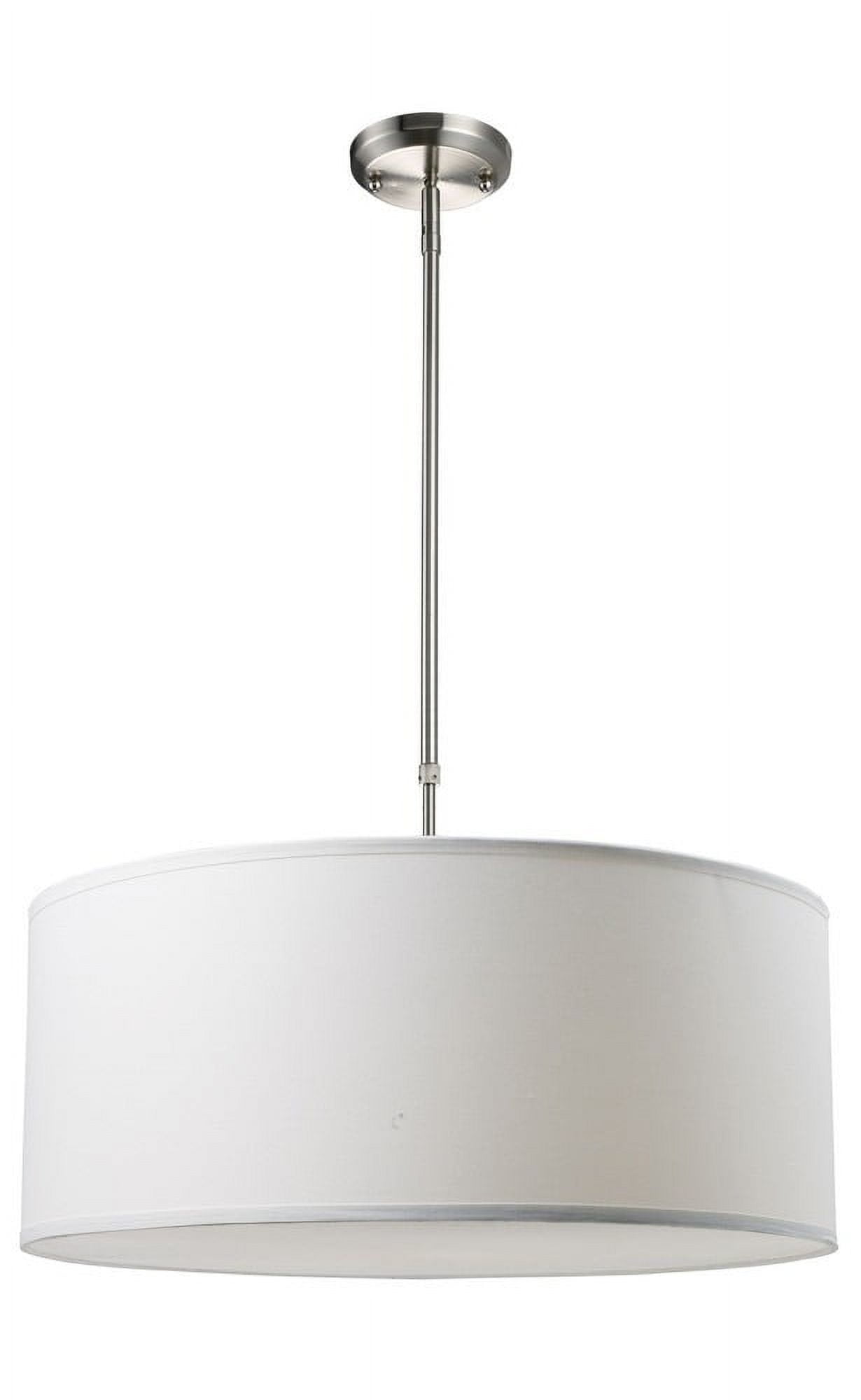 Contemporary 24" Brushed Nickel Drum Pendant with Textured Linen Shade