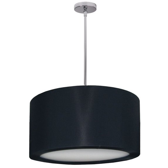 3 Light Pendant With Lycra Shade With Diffuser-Finish:Polished Chrome/Black
