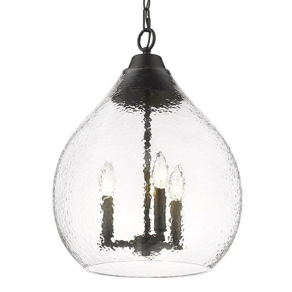 3 Light Pendant in Sturdy Style 20 inches High By 14.75 inches Wide-Matte Black Finish-Hammered Clear Glass Color Bailey Street Home 170-Bel-4442548