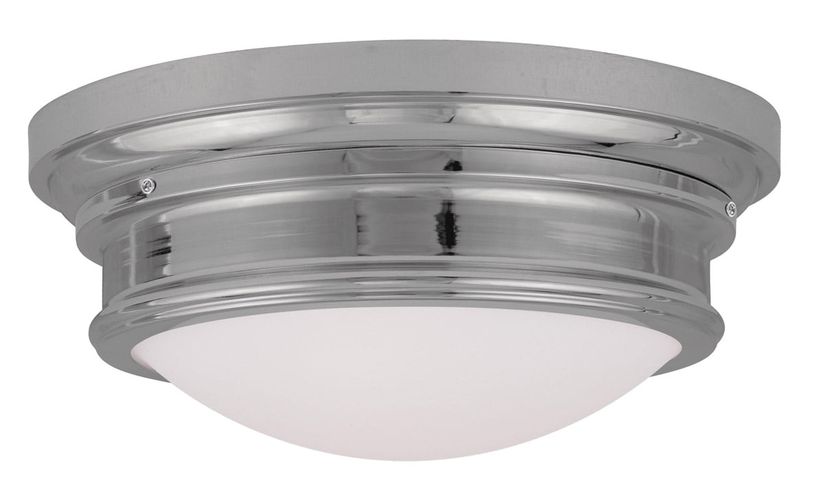 3 Light Polished Chrome Ceiling Light fixture with Hand Blown Satin White Glass Shade