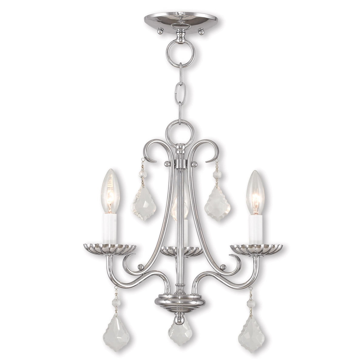 Daphne Brushed Nickel 3-Light Mini Chandelier with Teardrop Crystals