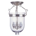 thumbnail image 1 of 3 Light Polished Nickel Ceiling Light fixture with Clear Glass Shade, 1 of 5