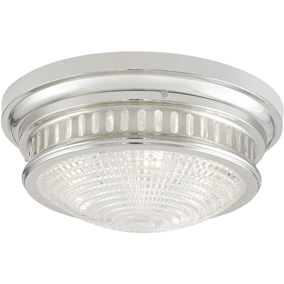 3 Light Polished Nickel Ceiling Light fixture with Hand Blown Clear Cut Glass Shade