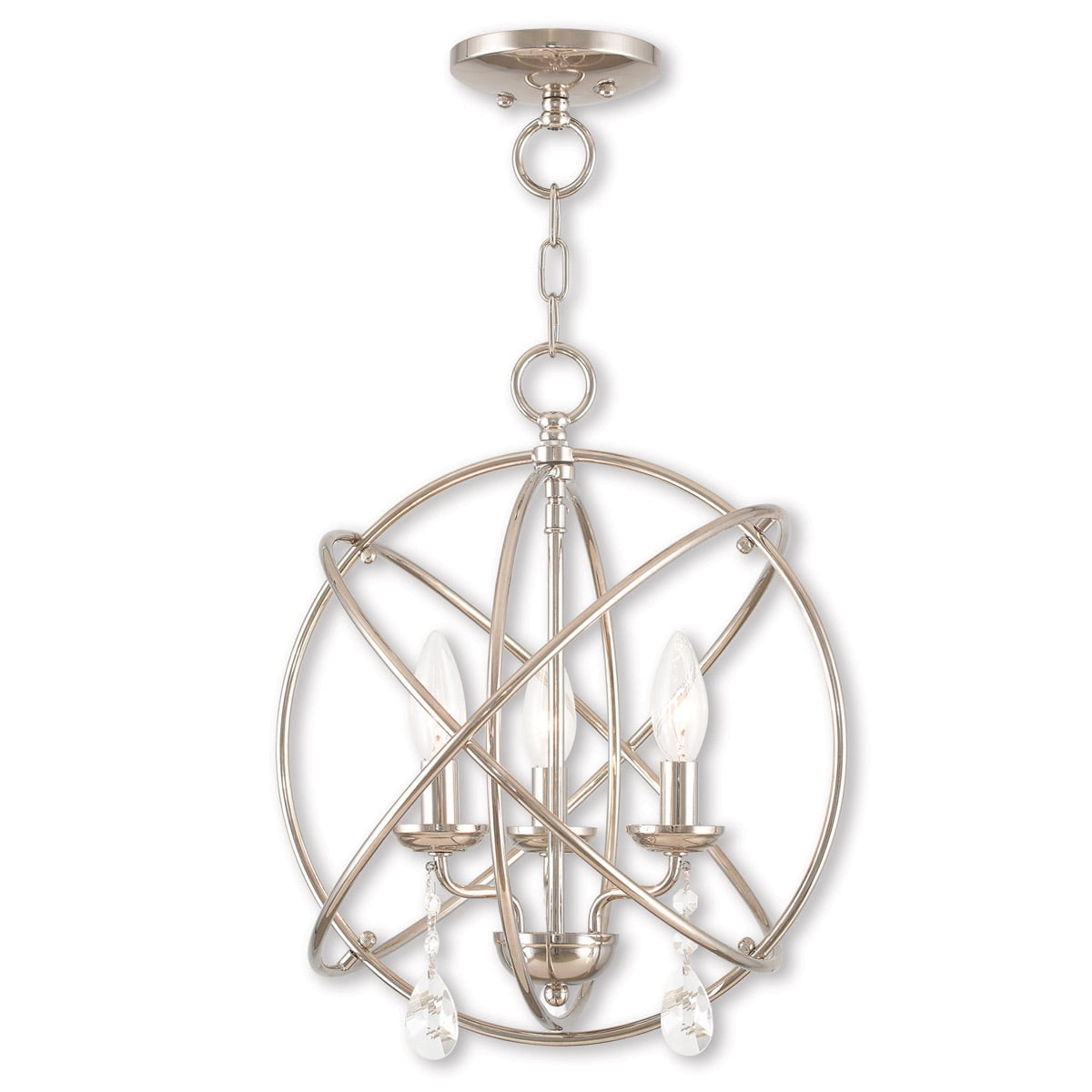 3 Light Polished Nickel Mini Chandelier/Ceiling Light fixture with Steel base material