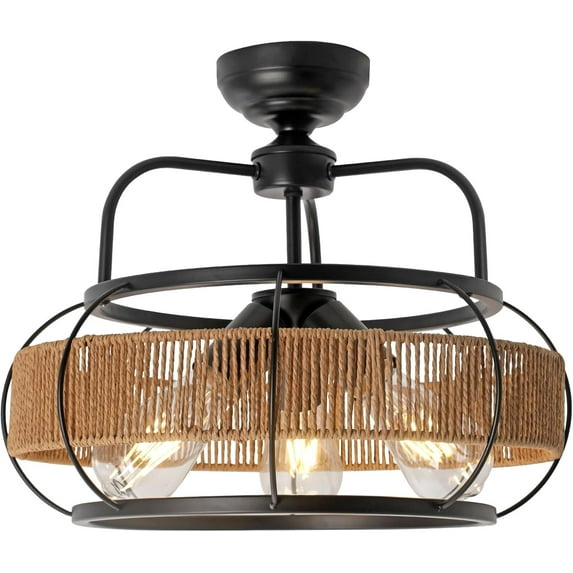 3-Light Rattan Light Fixtures Ceiling Light,Boho Light Fixtures Ceiling Mount for Bedroom,Black Industrial Metal Ceiling Light or Hallway Bedroom Kitchen Foyer