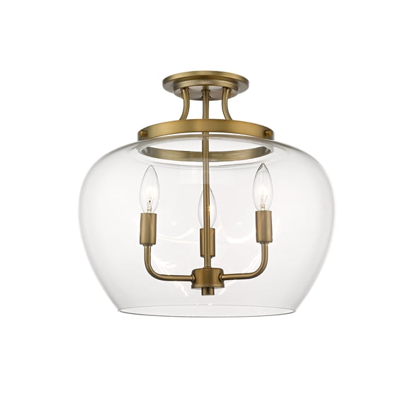 3 Light Semi-Flush Mount In Restoration Style 15.75 Inches Wide By 14 Inches High-Olde Brass Finish Z-Lite 473Sf-Obr