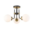 thumbnail image 1 of Z-Lite Parsons 3 Light Opal Glass Steel Semi Flush Mount in Black and Olde Brass, 1 of 7