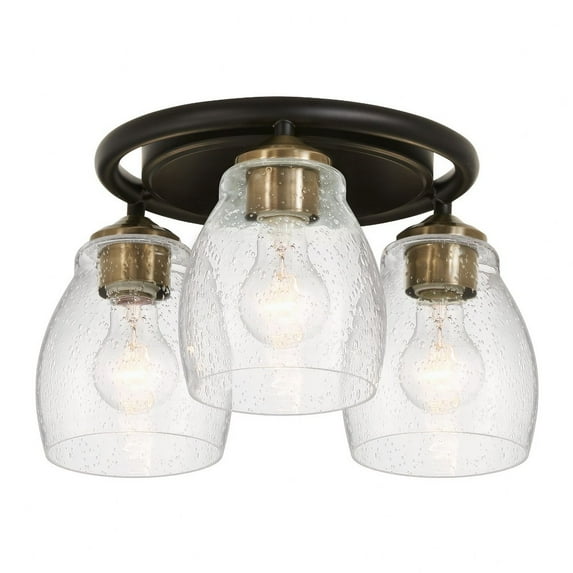 2438-878-Minka Lavery-Winsley - 3 Light Semi-Flush Mount In Traditional Style-8 Inches Tall and 15 Inches Wide-Coal/Stained Brass Finish