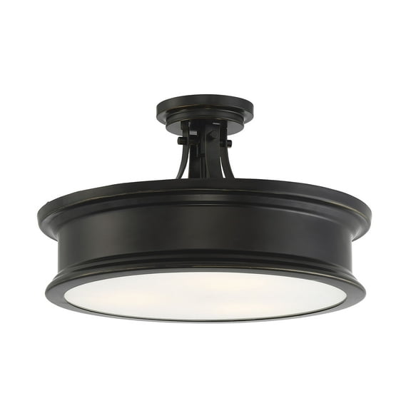 Classic Bronze Three Light Semi-Flush Mount from the Watkins Collection
