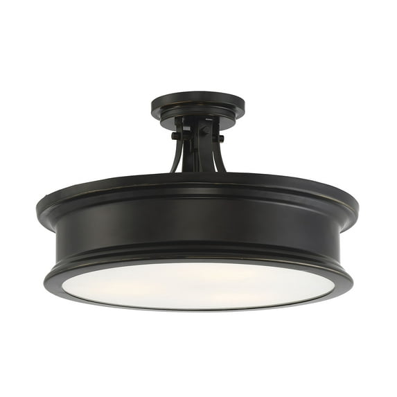 Classic Bronze Three Light Semi-Flush Mount from the Watkins Collection