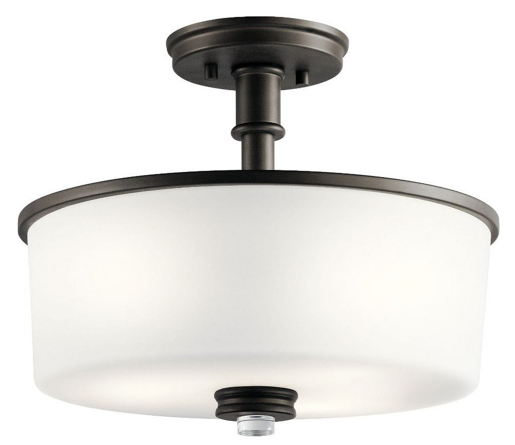 Joelson 14.25" Olde Bronze Semi-Flush Ceiling Light with Glass Shade
