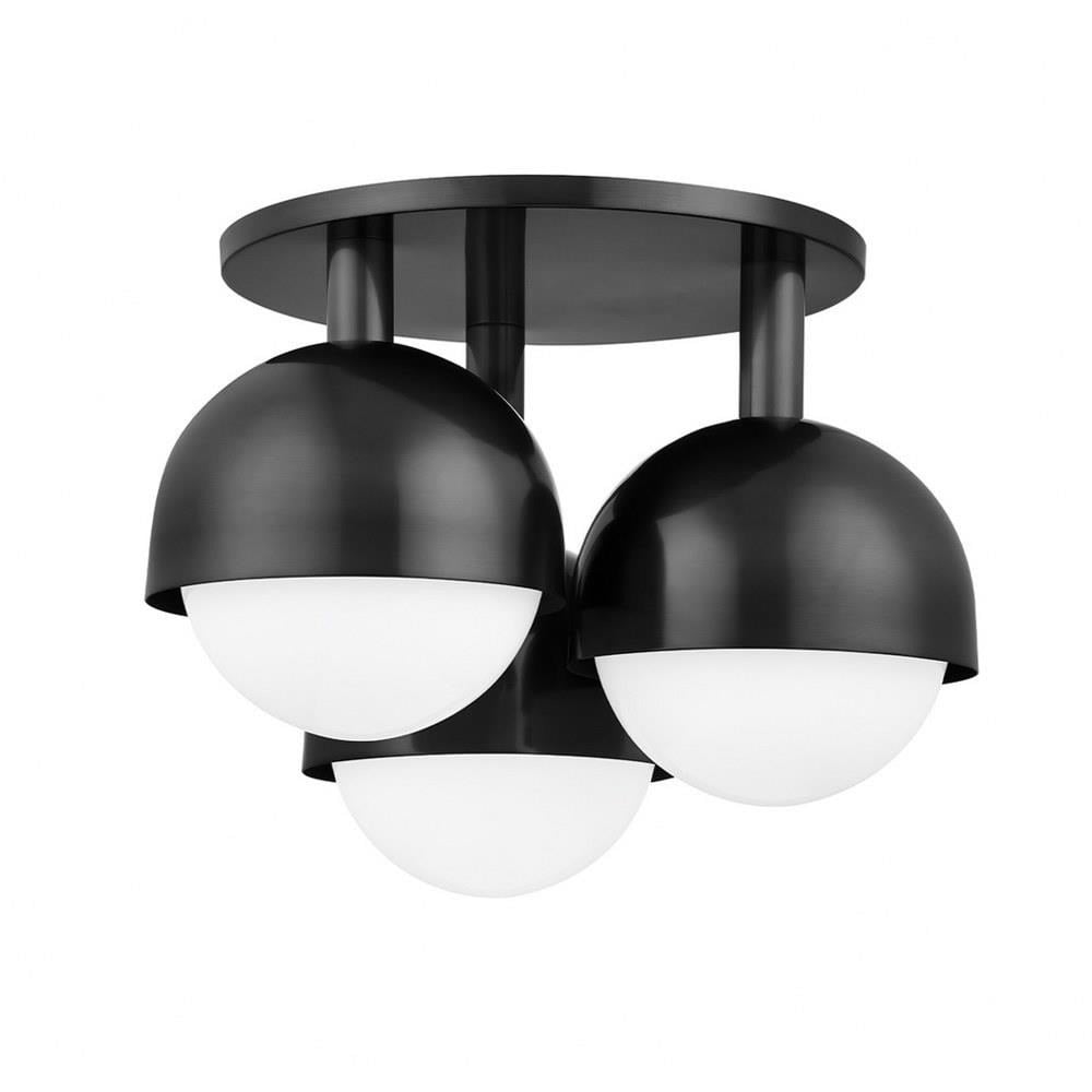 Old Bronze 3-Light Glass Globe Semi-Flush Mount