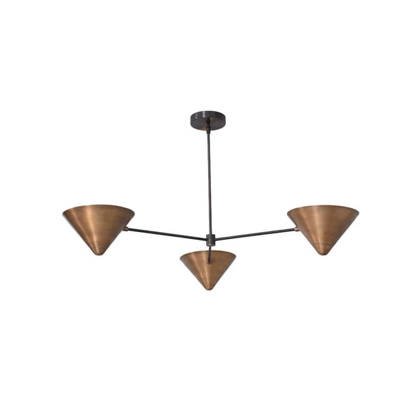 3 Light Shade Style Raw Brass Chandelier Light Fixture