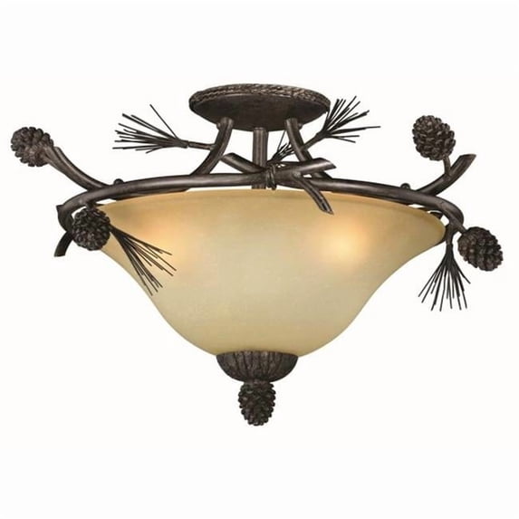 3 Light Sierra Semi-Flush Mount, Black Walnut