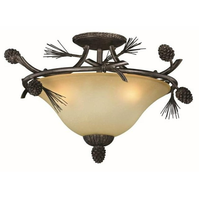 3 Light Sierra Semi-Flush Mount, Black Walnut