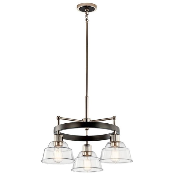 3 Light Small Chandelier in Vintage Industrial Style-17.25 inches Tall and 23.25 inches Wide-Polished Nickel Finish Bailey Street Home 147-Bel-4435984