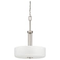 thumbnail image 1 of F17027-80-Sunset Lighting-Somes - 3 Light Bowl Pendant   Bright Satin Nickel Finish with Linen Glass, 1 of 2