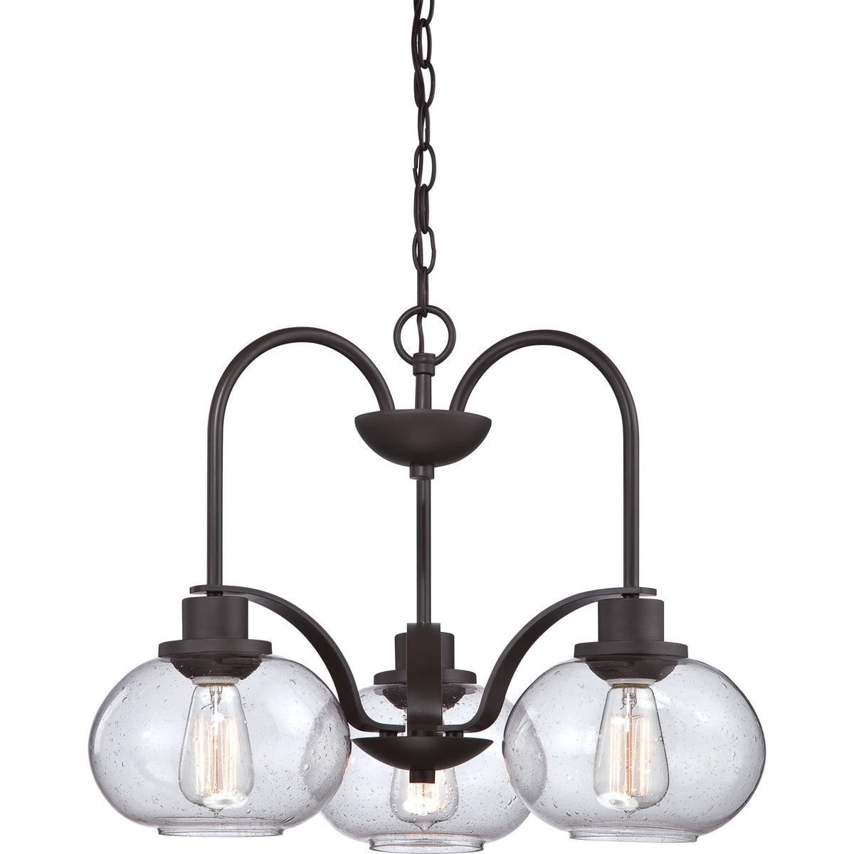 Old Bronze Mini Chandelier with Clear Seedy Glass Shades