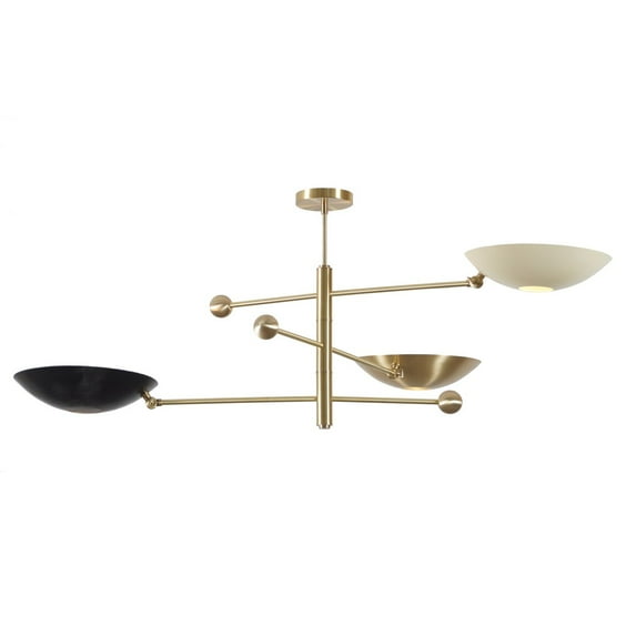 3 Light Stilnovo Style Disk Shade Sputnik Chandelier Light Fixture