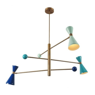 3 Light Stilnovo Style Multi Color Shade Sputnik Chandelier Light Fixture