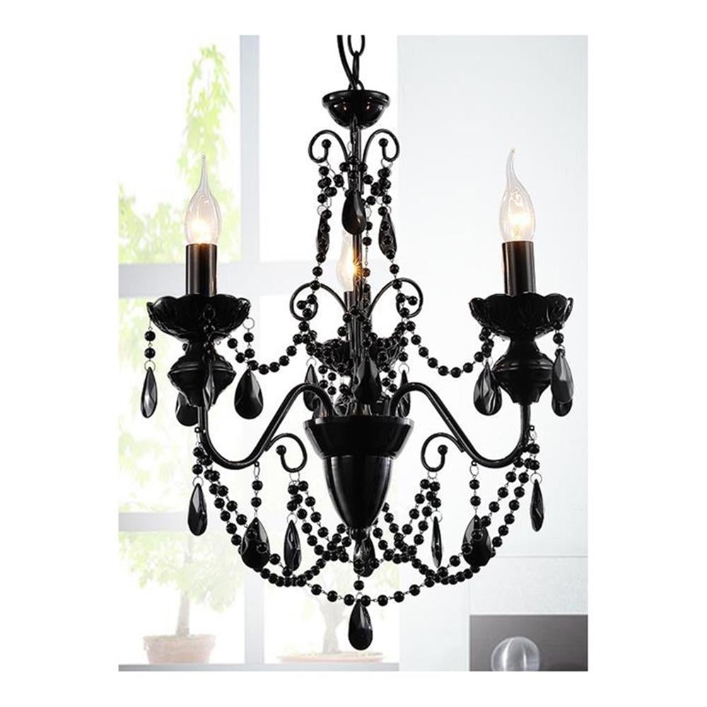 Mini Keen 3-Light Black Crystal Chandelier with Candelabra Bulbs