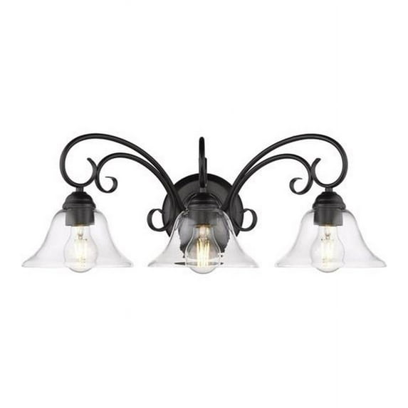 3 Light Vanity Bathroom Light in Eclectic Style 9 inches High By 24 inches Wide-Black Finish Bailey Street Home 170-Bel-4161657