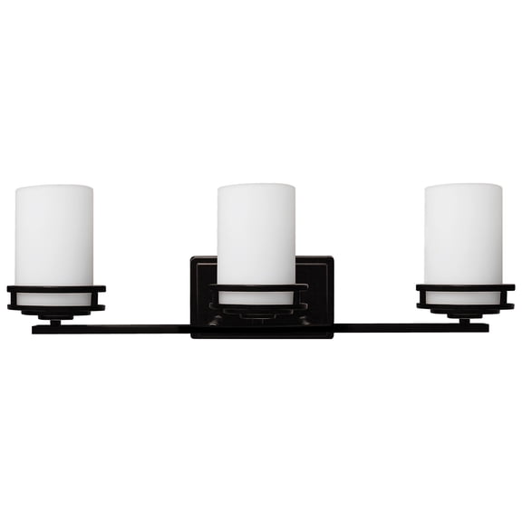 3-Light Vanity Light, 24 Inch Industrial Bathroom Wall Sconce, Wall Lamp with with Frosted Glass Shade, Oil Rubbed Bronze Up/Down Finish Vanity