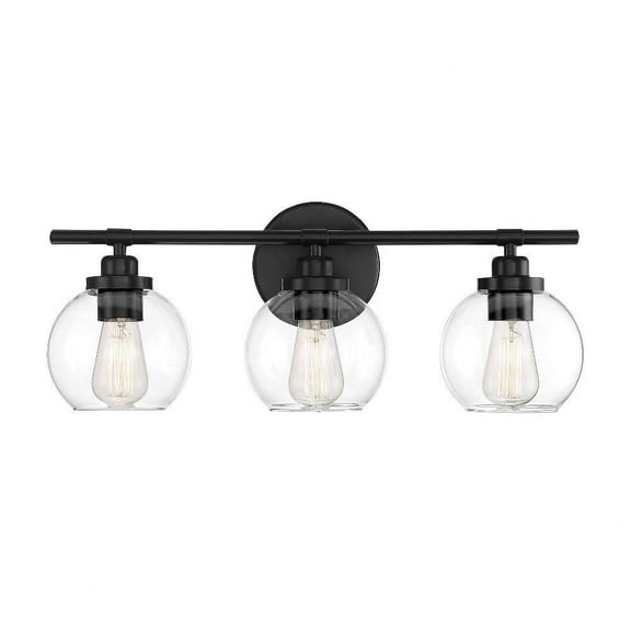 3 Light Vanity Light-Mid-Century Modern Style with Modern and Contemporary Inspirations-8.5 inches Tall By 22.5 inches Wide-Matte Black Finish Bailey