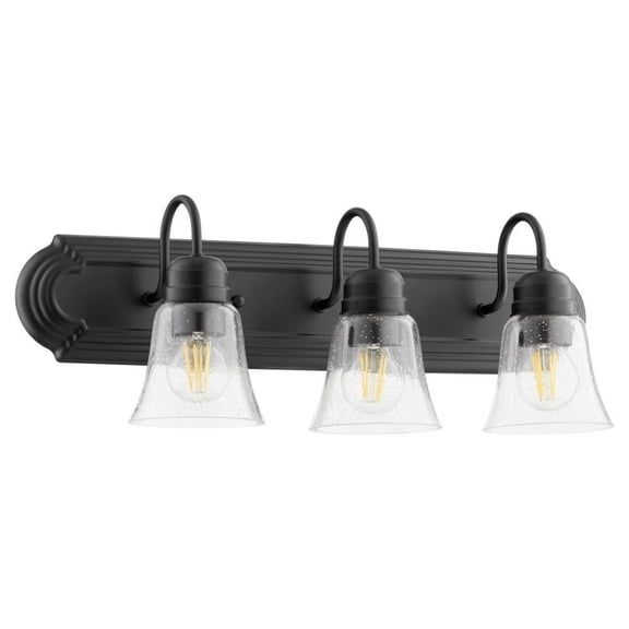 3 Light Vanity Light in Bailey Street Home Home Collection Style 24 inches Wide By 8 inches High-Noir Finish-Clear Glass Color Bailey Street Home