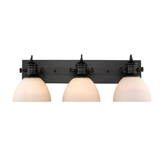 3 Light Vanity Light in Sturdy Style 8.25 inches High By 25.13 inches Wide-Black Finish-Opal Glass Color Bailey Street Home 170-Bel-4158983