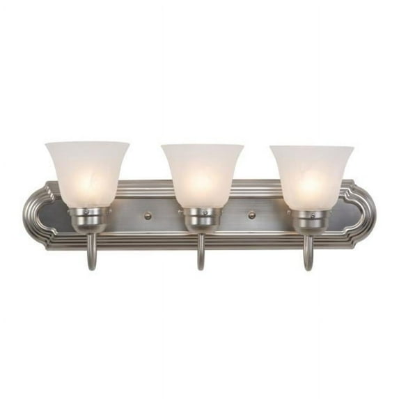 3 -Light Vanity, Satin Nickel with White Frosted Glass