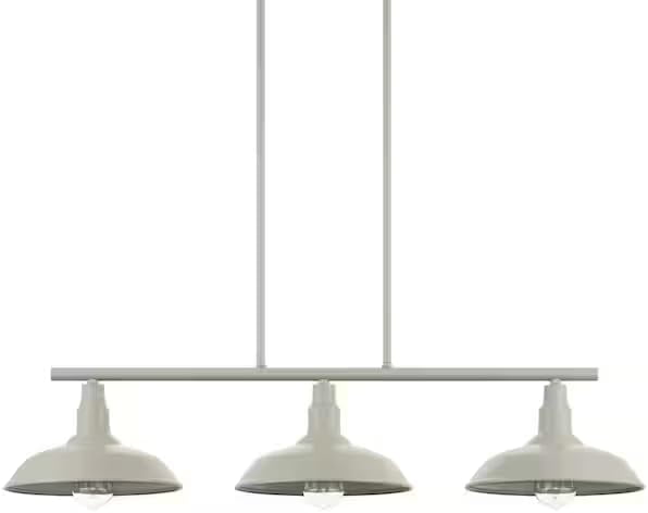 Gray Metal 3-Light Industrial Island Chandelier